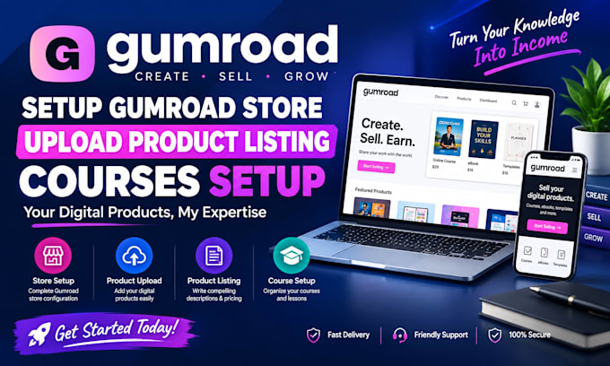 setup gumroad store upload product listing courses setup gumroad expert