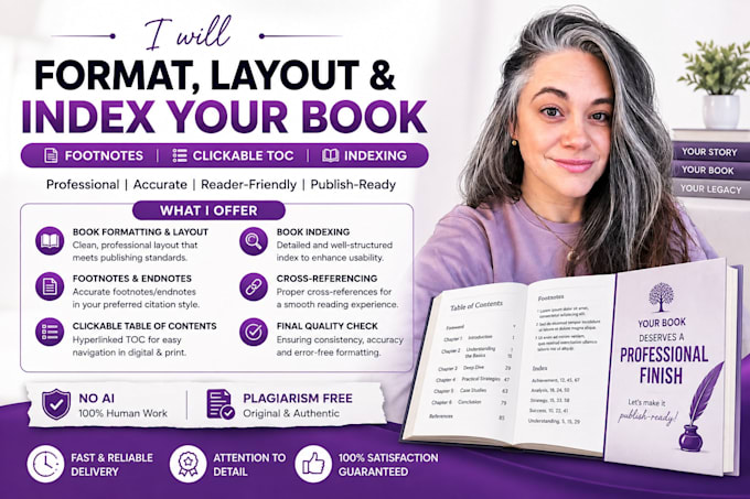 book formatting, layout and book indexing, footnote, clickable toc, indexing