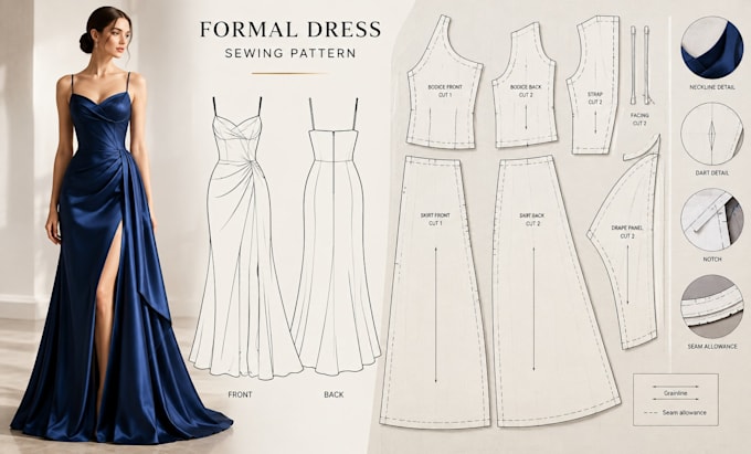 create bridal and formal dress sewing pattern