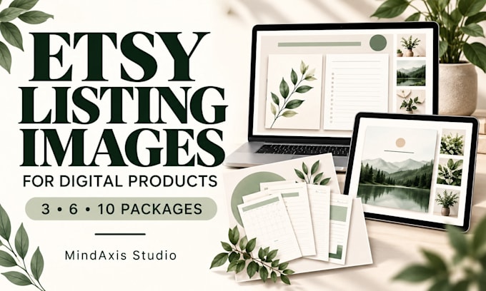 design etsy listing images and mockups for digital products