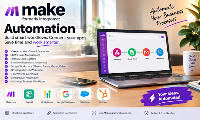 build make com automation workflows API integrations and webhooks