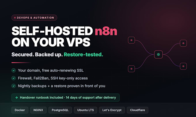 setup self hosted n8n on your vps with ssl firewall and daily backups