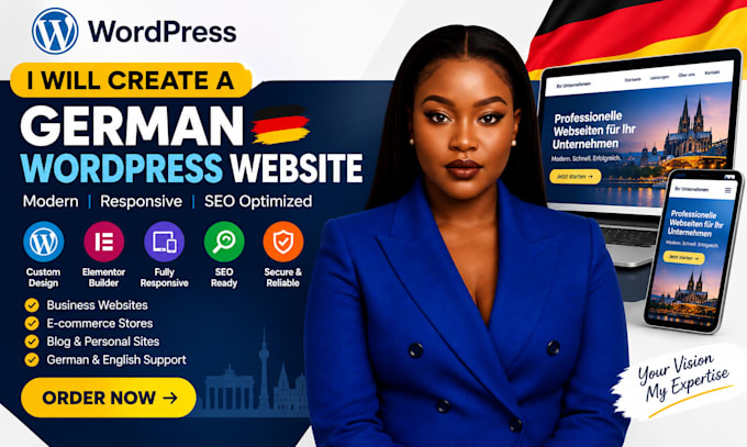 create a professional german wordpress elementor website redesign wordpress