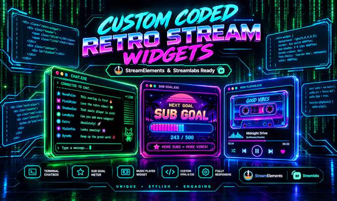 code custom retro arcade chatbox and stream widgets for stream elements