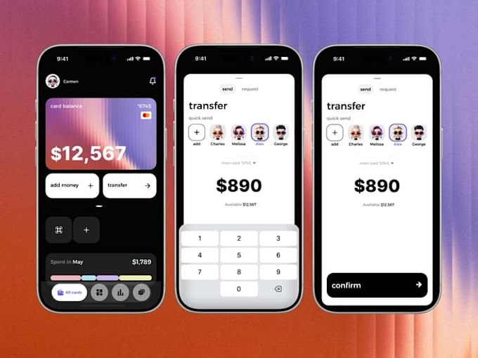 develop fintech app, banking app, wallet app, payment app, money transfer app