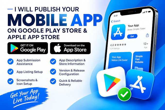 publish your app on google play store and apple app store
