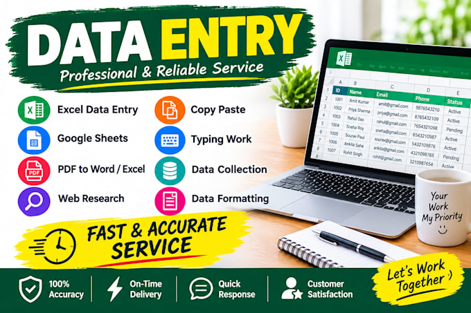 do accurate data entry and copy paste task
