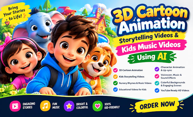 create 3d ai cartoon video animation for youtube