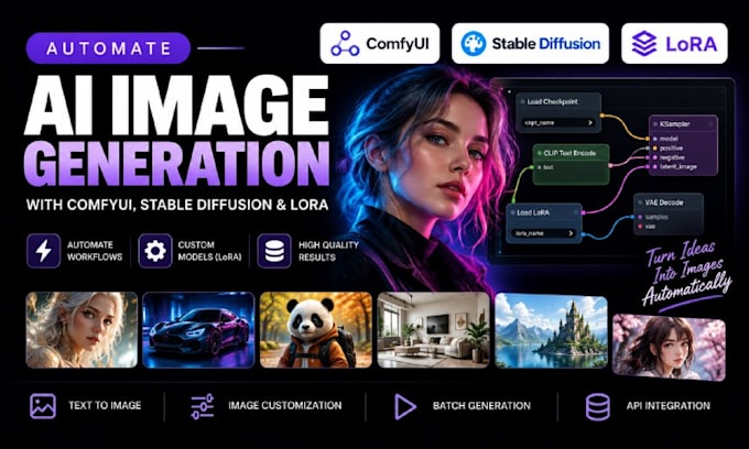 automate ai image generation with comfyui, stable diffusion and lora