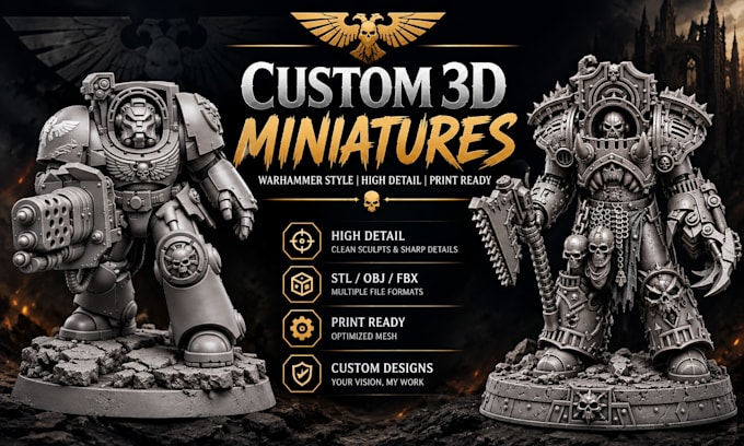 scuplt custom realistic 3d character, warhammer 40k dnd, tabletop stl miniature