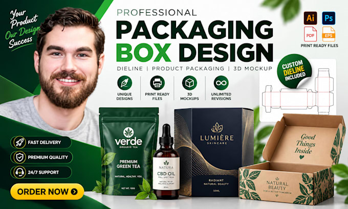do packaging box design, product packaging, custom box and packaging design