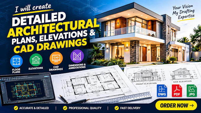 create detailed architectural plans, elevations and cad drawings
