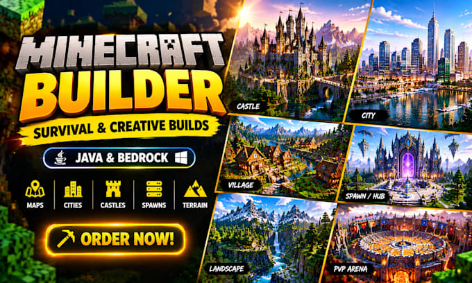 professionally build survival or creative minecraft builds