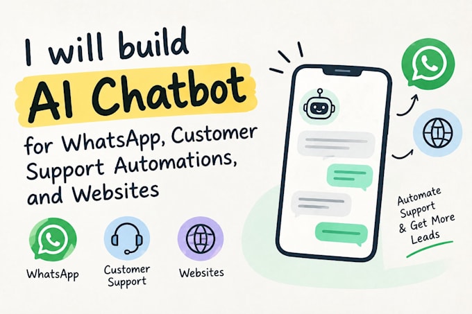 build ai chatbot for whatsapp, customer support automations, and websites