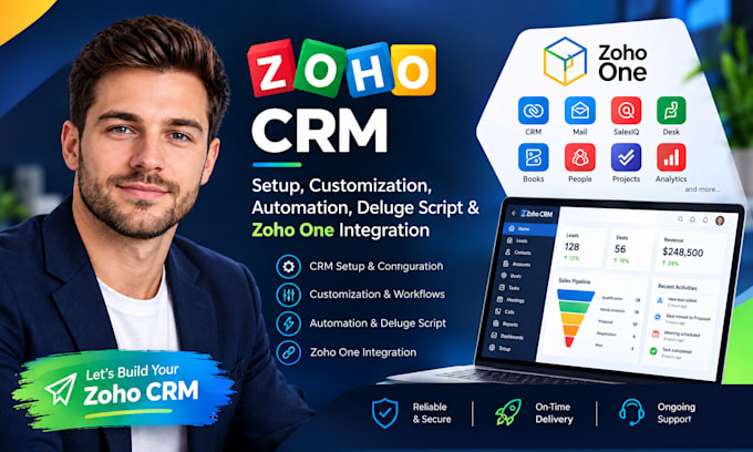 zoho crm setup customization automation deluge script zoho one flow creator api