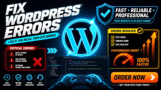 fix wordpress white screen, fatal error and site down issues fast