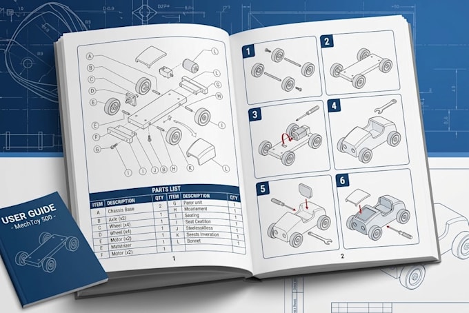 create product assembly instructions and step by step assembly guides