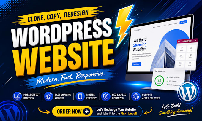 clone or redesign any wordpress website with full functionality using elementor