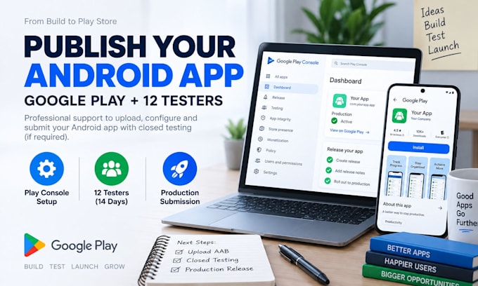 publish your android app on google play store with 12 testers