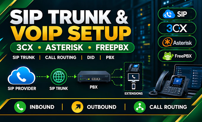 configure sip trunk voip 3cx asterisk freepbx call routing