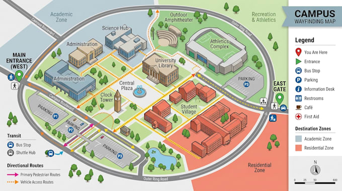 draw 2d, 3d flat map, tourist map, park map, wayfinding map and 3d isometric map