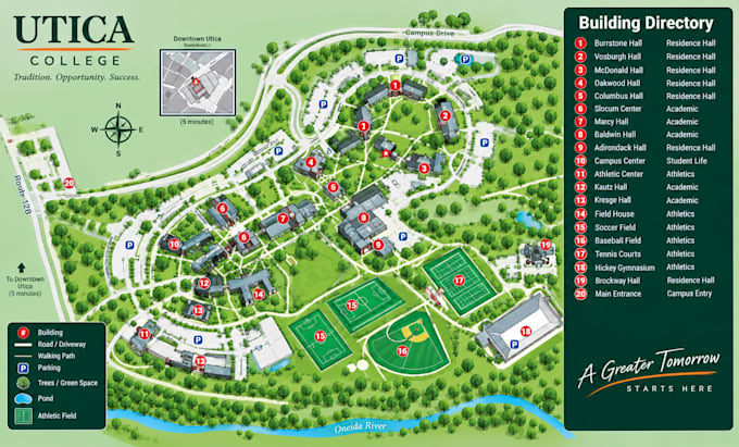 design campus map, school map, university map, wayfinding map, site plan
