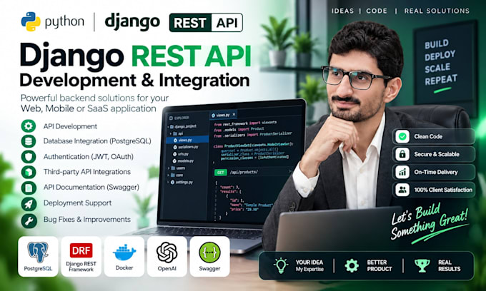 build a secure django rest API with jwt postgresql and docker