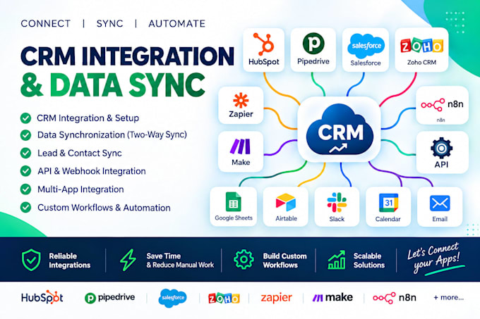 integrate automate hubspot crm sync data zapier make n8n google sheets airtable