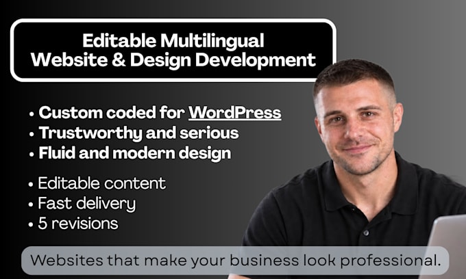 design and develop a editable friendly, multi language professional website