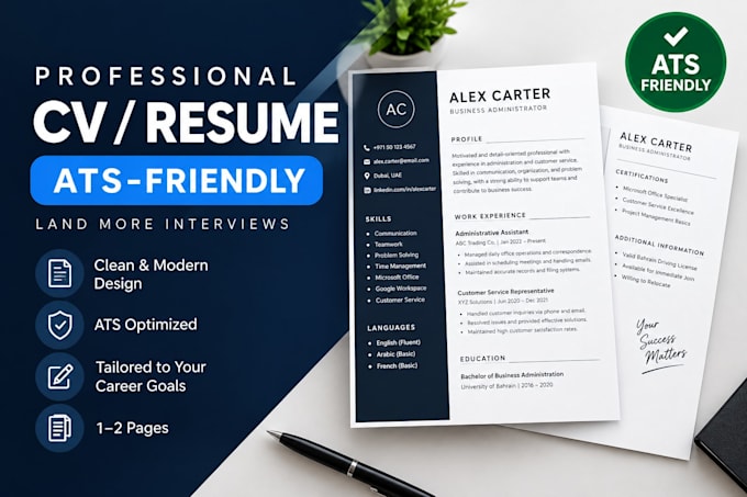 create a professional ats friendly CV resume