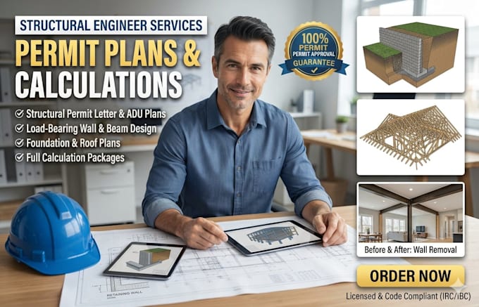design structural permit drawings and calculations for your residential adu