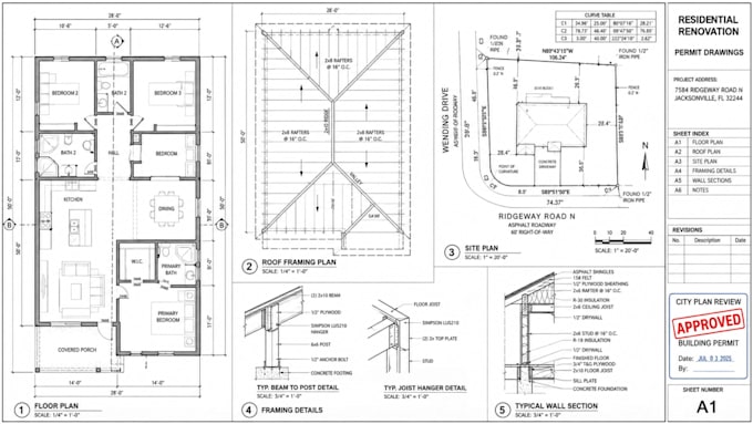 florida structural framing plans for residential construction city permits