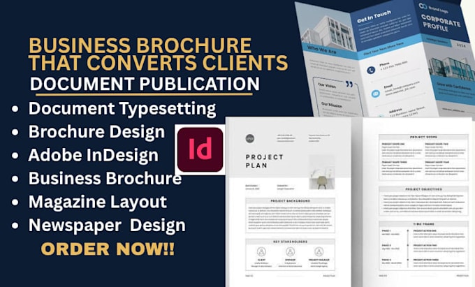 design editable business brochure, document publication typesetting on indesign