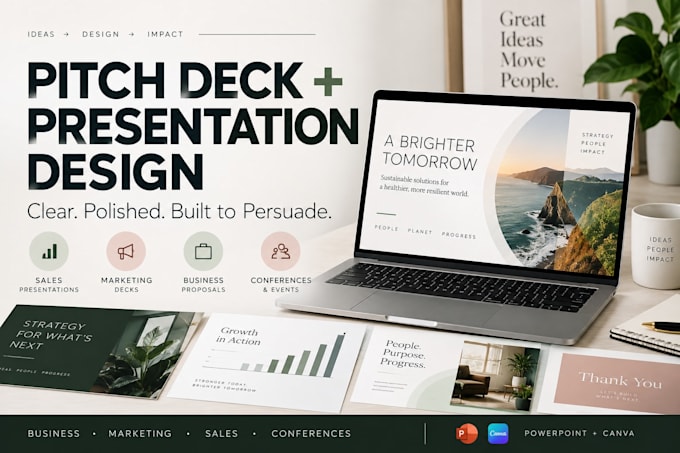 design a professional pitch deck or business presentation