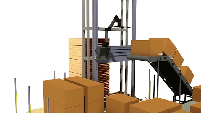 create 3d robotic work cell and industrial automation animation