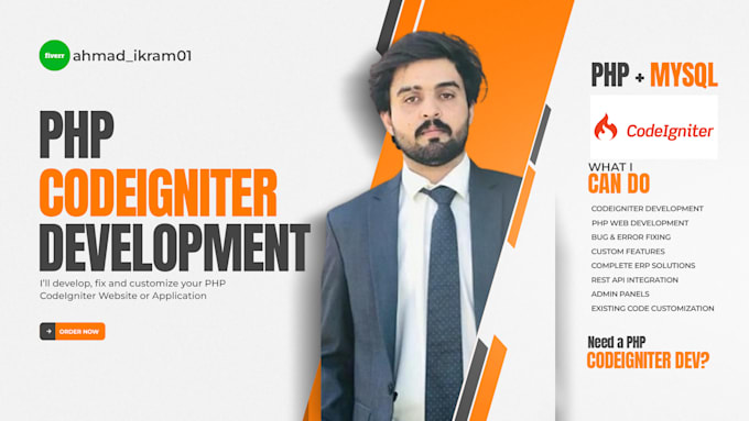 develop, fix and customize your PHP codeigniter website