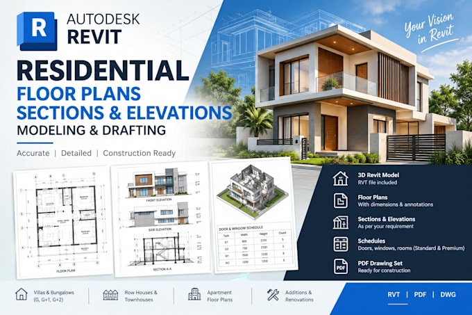 create residential floor plans sections and elevations in revit