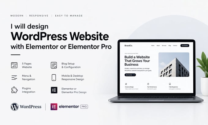 design wordpress website with elementor or elementor pro