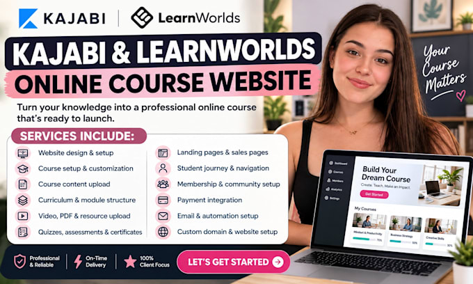 build learnworlds kajabi online course website lms course setup