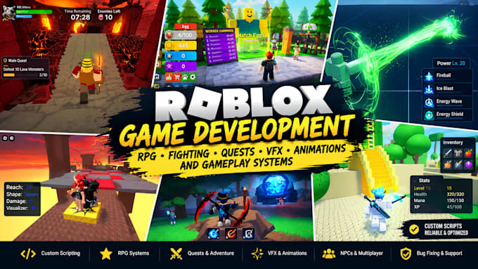 script roblox rpg, fighting, quests, vfx, animations and gameplay systems