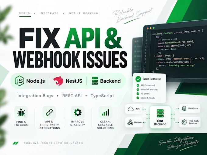 fix node js API webhook and integration bugs