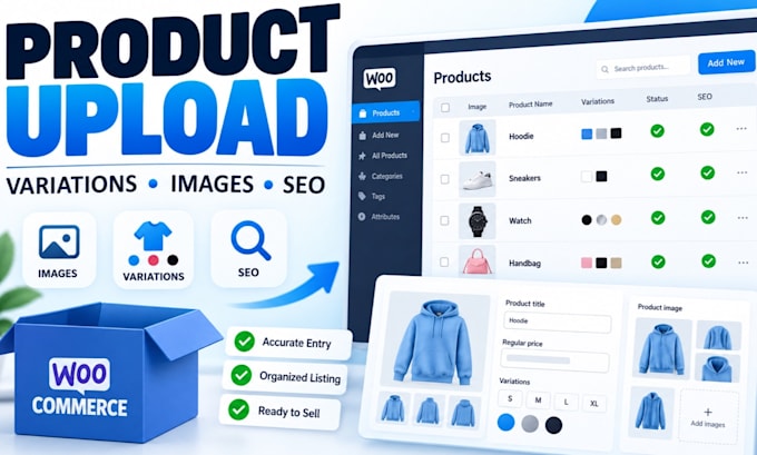 upload your woocommerce products with variations and SEO