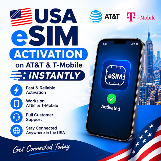 activate USA att and t mobile esim instantly