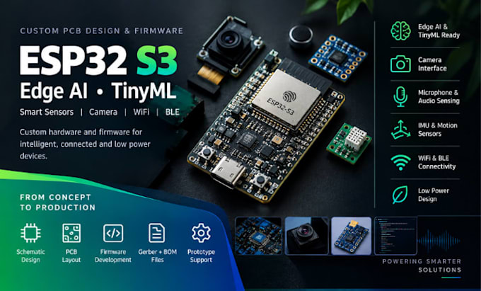 esp32 s3 pcb design edge ai tinyml sensor camera wifi ble firmware custom board