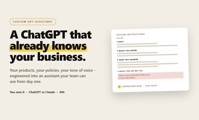 build a custom gpt ai assistant trained on your business docs