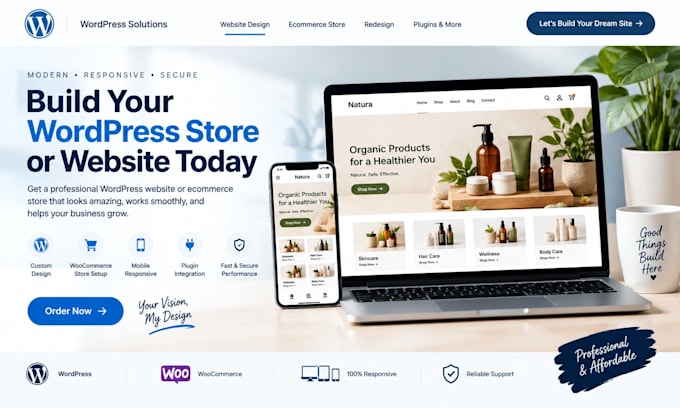 build wordpress store design, wordpress website, ecommerce website design
