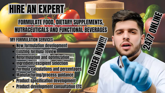 formulate food, dietary supplements, nutraceuticals and functional beverages