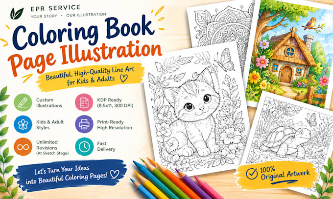 draw bold and easy coloring book pages for KDP