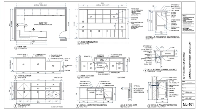 create millwork manufacturing and fabrication shop drawing in autocad