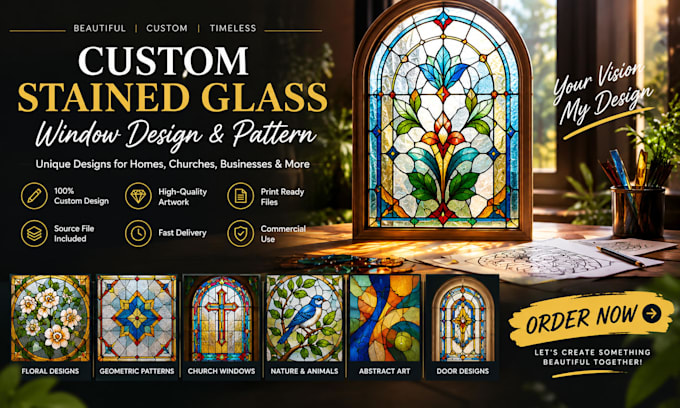 create custom stained glass window design and pattern